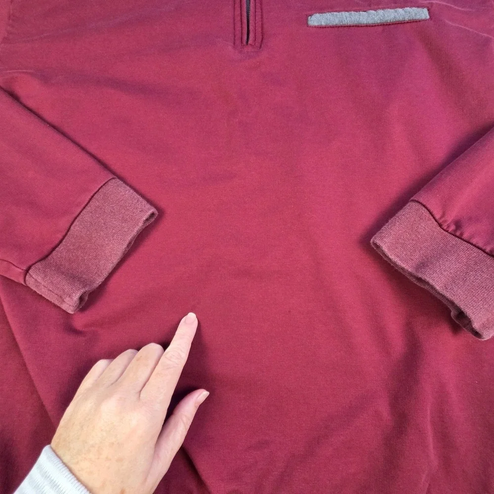 Horn Legend 1/4 Zip‎ Pullover Mens Large Burgundy Supima Cotton Spandex
